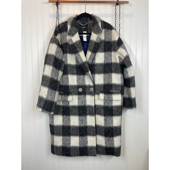 NWT J. Crew Sold Out Relaxed Topcoat Italian Brushed Buffalo Ccheck Size XL - Picture 2 of 9